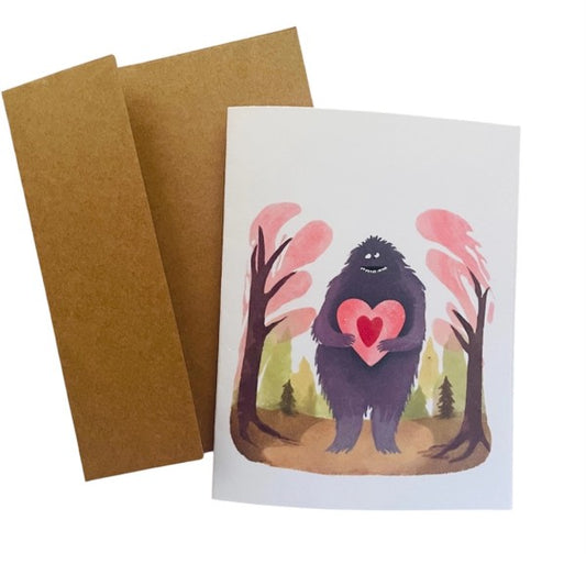 Cryptic: Bigfoot Sasquatch Valentines Day Card