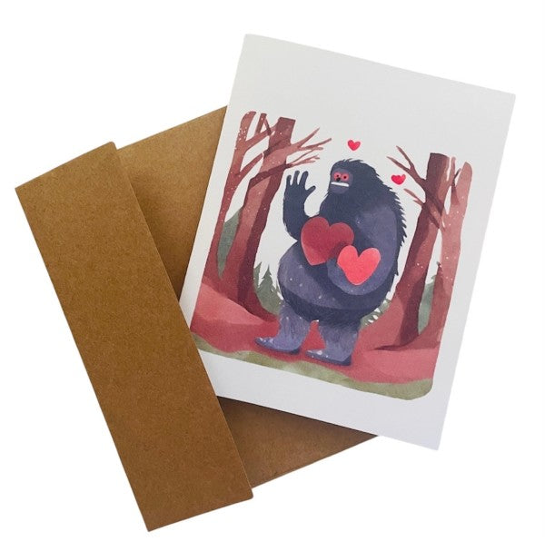 Cryptic: Bigfoot Sasquatch Valentines Day Card