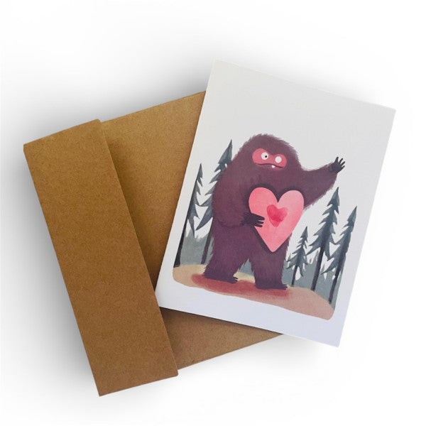 Cryptic: Bigfoot Sasquatch Valentines Day Card