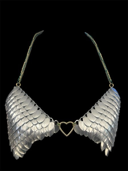 NDS: Silver Dragonscale Bikini Top - Green & Gold