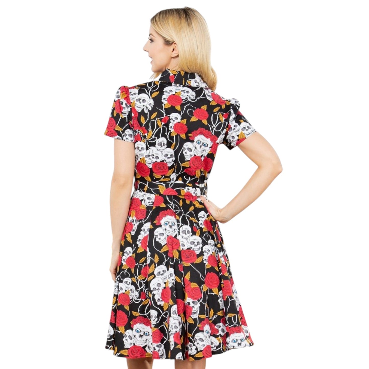 LA Soul: Floral And Skulls Waist Tie Dress