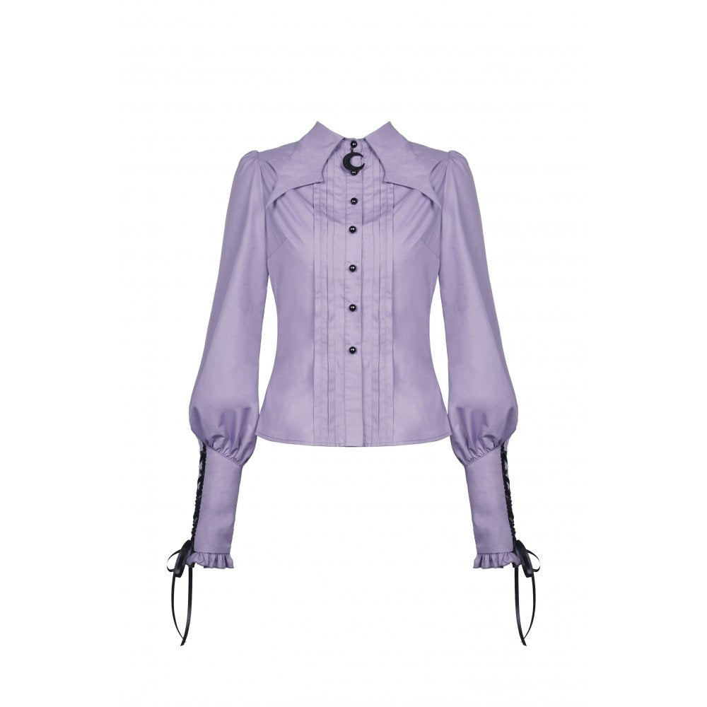 Dark In Love: Purple Moon Collared Long Sleeved Blouse
