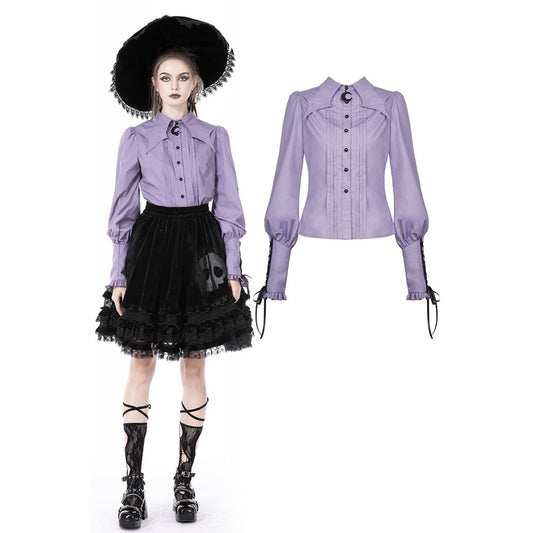 Dark In Love: Purple Moon Collared Long Sleeved Blouse