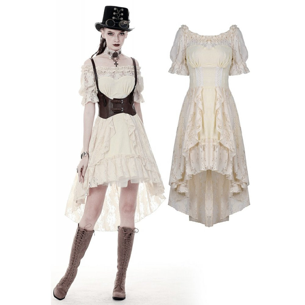 Dark In Love: Beige Steampunk Cocktail Dress