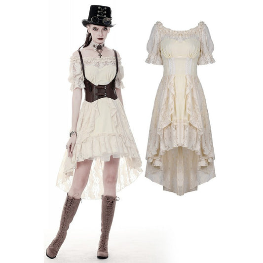 Dark In Love: Beige Steampunk Cocktail Dress