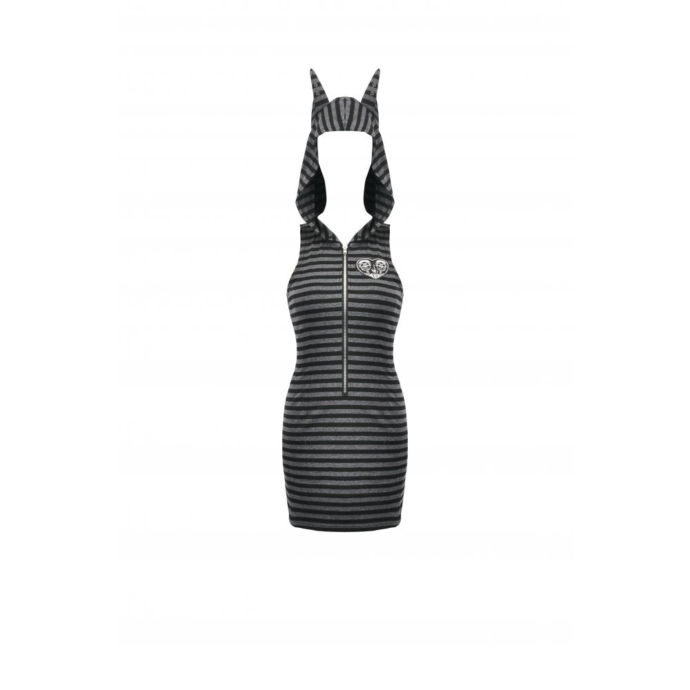 Dark In Love: Striped Wolf-Ear Hoodie Dress