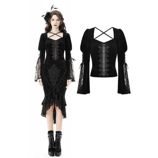 Dark In Love: Velvet Bell Sleeve Princess Top