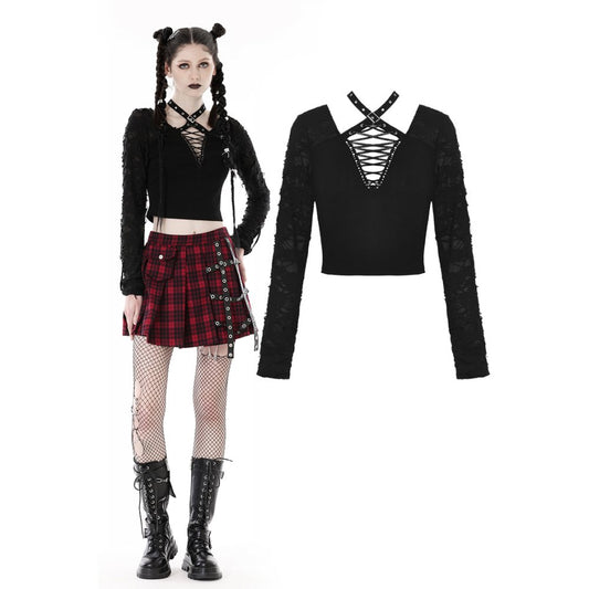 Dark In Love: Torn Lace Up Top