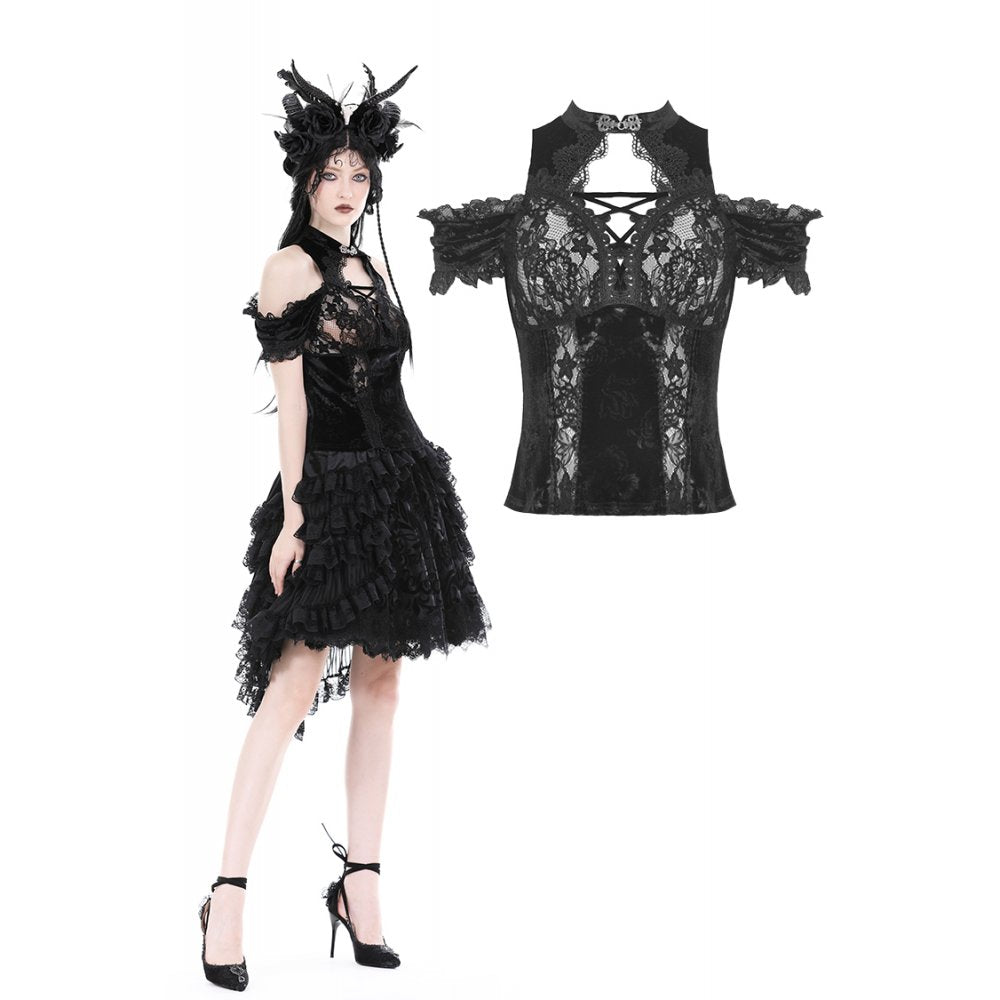 Dark In Love: Black Gothic Hollow Out Lace Top