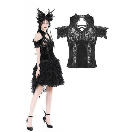 Dark In Love: Black Gothic Hollow Out Lace Top