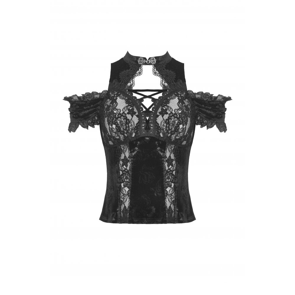 Dark In Love: Black Gothic Hollow Out Lace Top
