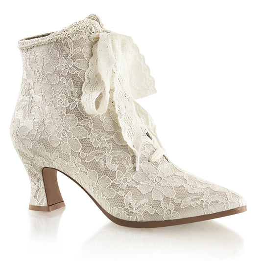 Pleaser: Victorian-30 - Champagne Satin Ankle Bootie
