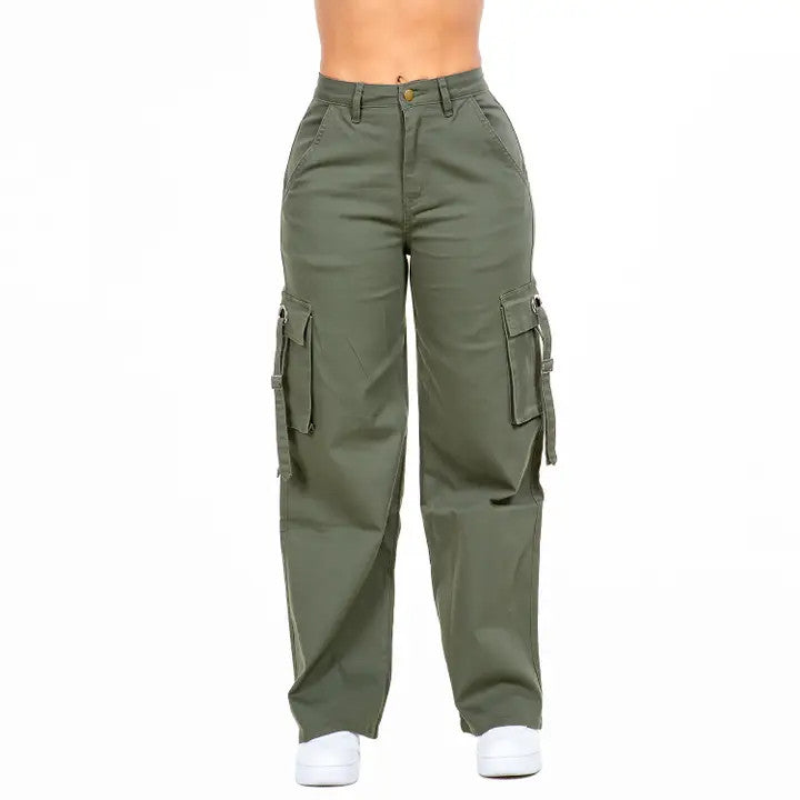 Bazi: Wide Leg Cargo Pocket Pants