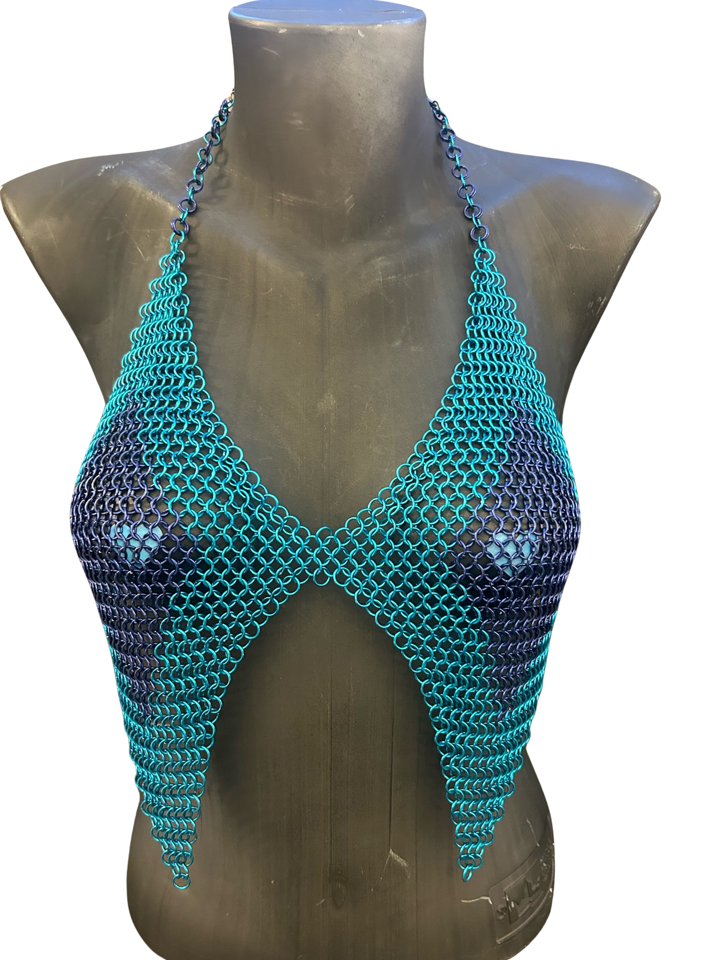 NDS: Aqua and Indigo Chainmail Bikini Top