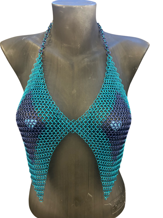 NDS: Aqua and Indigo Chainmail Bikini Top