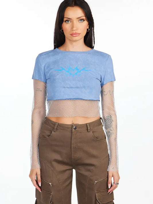 PD: Blue Sk8ter Fishnet Crop Top