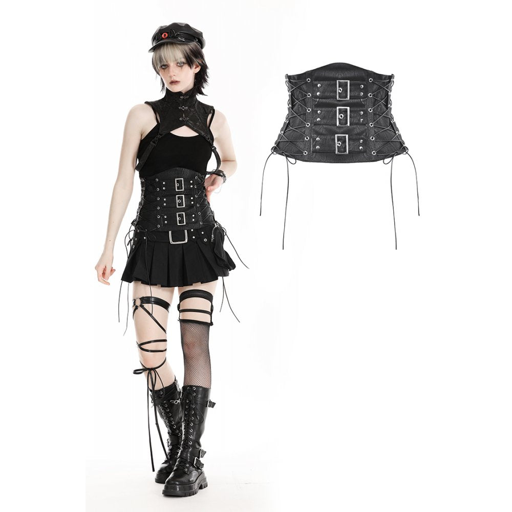Dark In Love: Faux Leather Corset Style Waist Belt