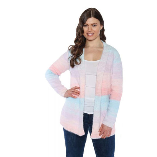 Papa Fashions: Pink/Blue/Purple Open Cardigan