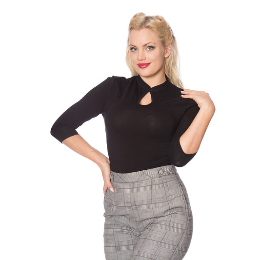 Banned: Peek A Boo Mandarin Collar Top